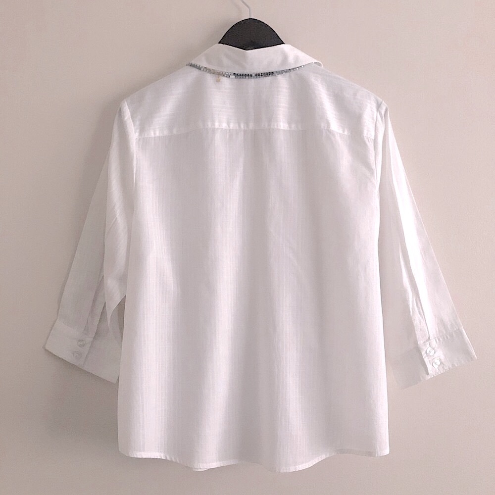 KAREN-SCOTT Petites 3/4 White Oxford Shirt - Picture 10 of 16